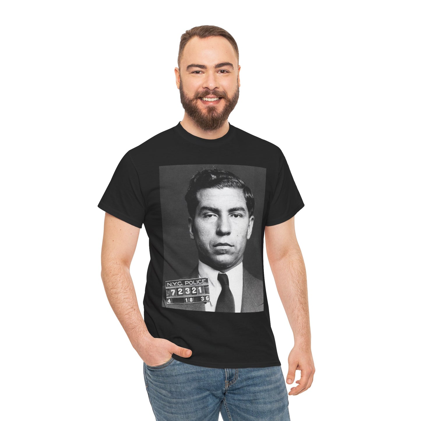 ♠️Lucky Luciano 1936 Mugshot T-Shirt – Most Wanted♠️