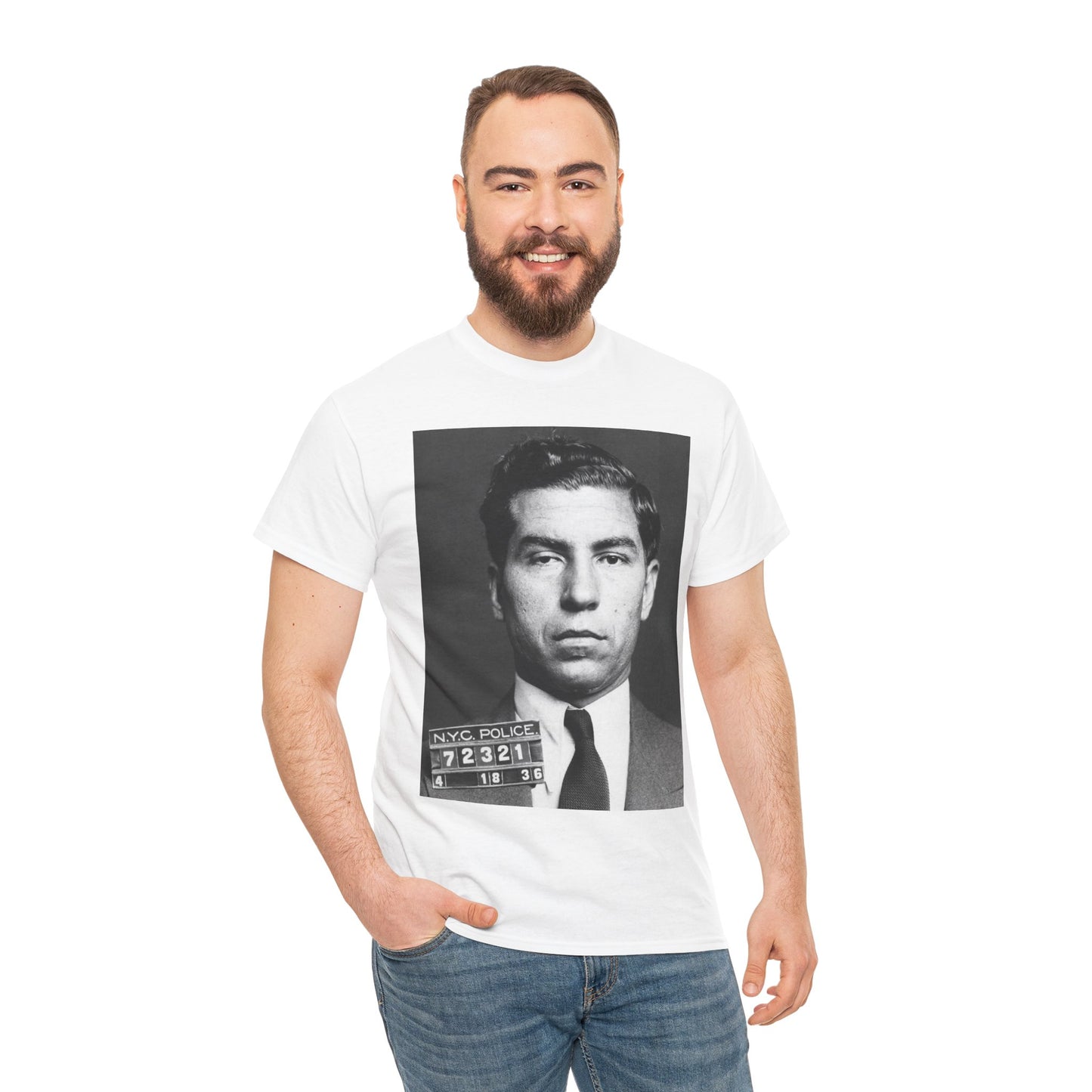 ♠️Lucky Luciano 1936 Mugshot T-Shirt – Most Wanted♠️